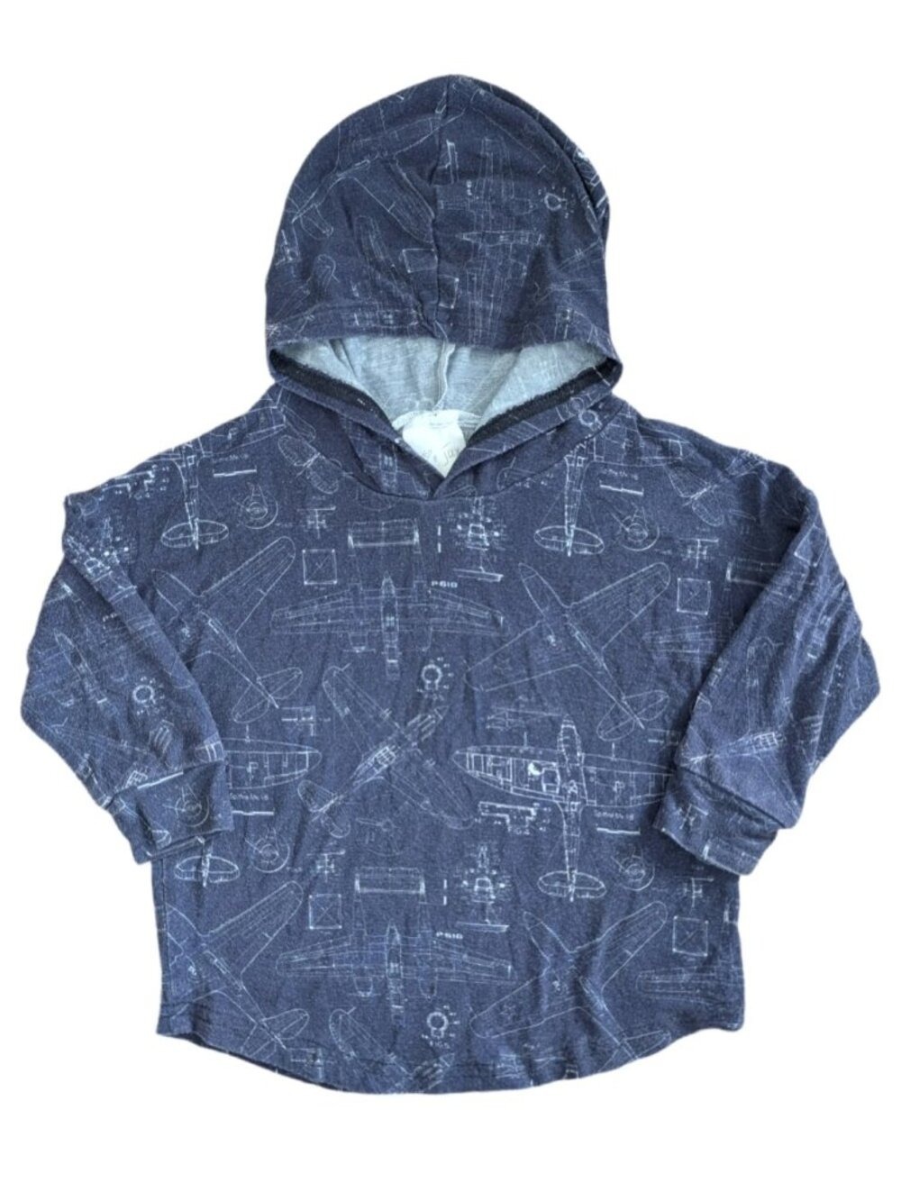 Vi & Jax Navy Planes Kids Bamboo‎ Hoodie 12-24m